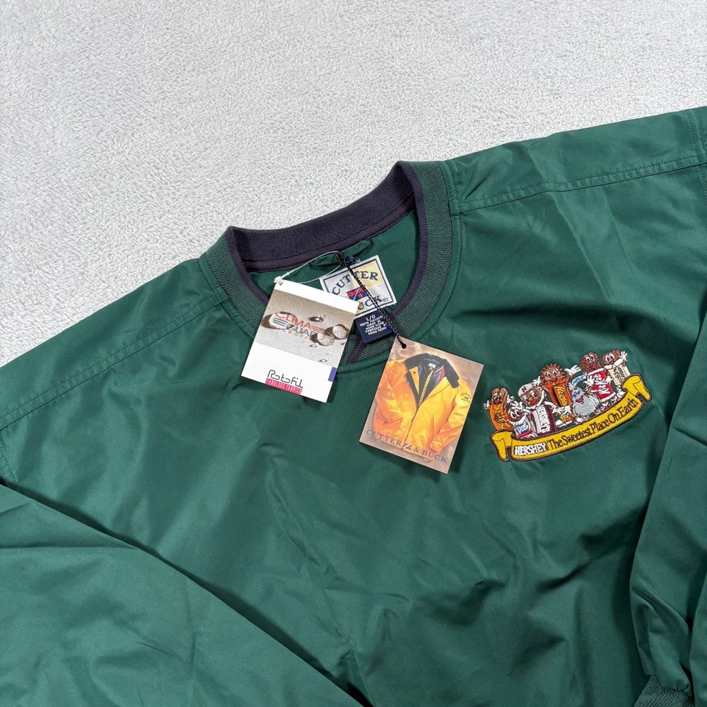 Vintage Cutter & Buck Windbreaker Jacket Mens Large Green Hershey Place On Earth
